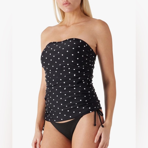 NWT Ocean Blues Women’s Bandeau Tankini Top Runched Swimsuit Polkadots Sz XL - Picture 4 of 8